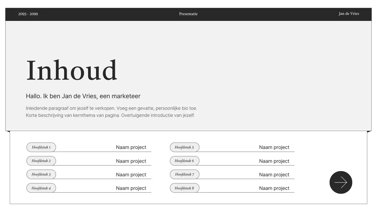 Zwart-wit minimale portfolio-informatielevering