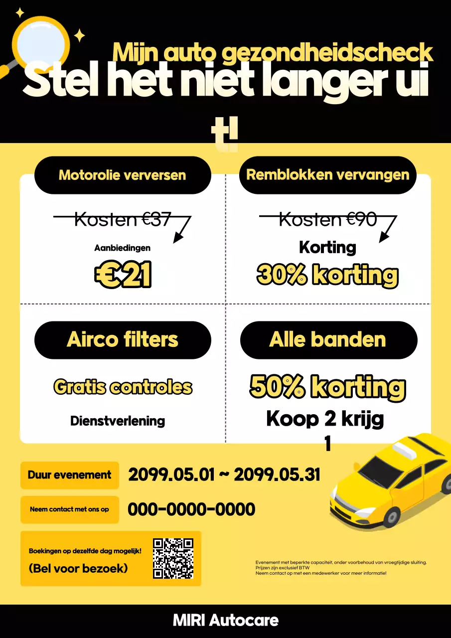 Gele moderne auto-inspectie promotie