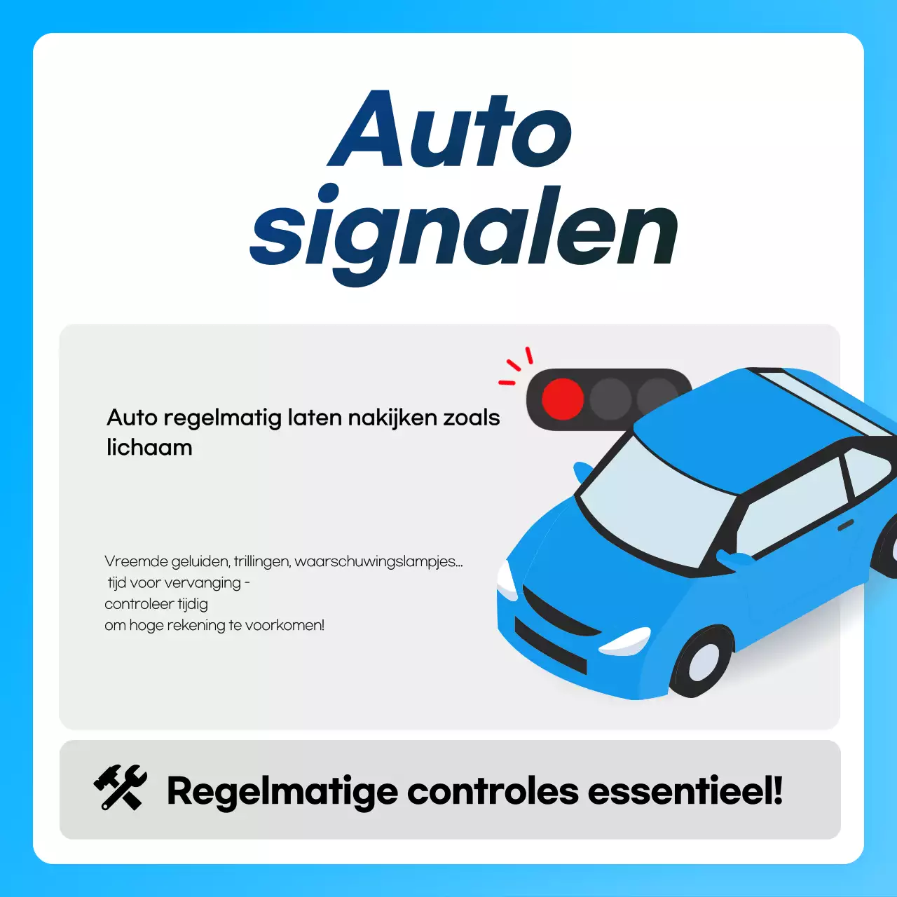 Advertentie voor moderne autoverzorging in hemelsblauw
