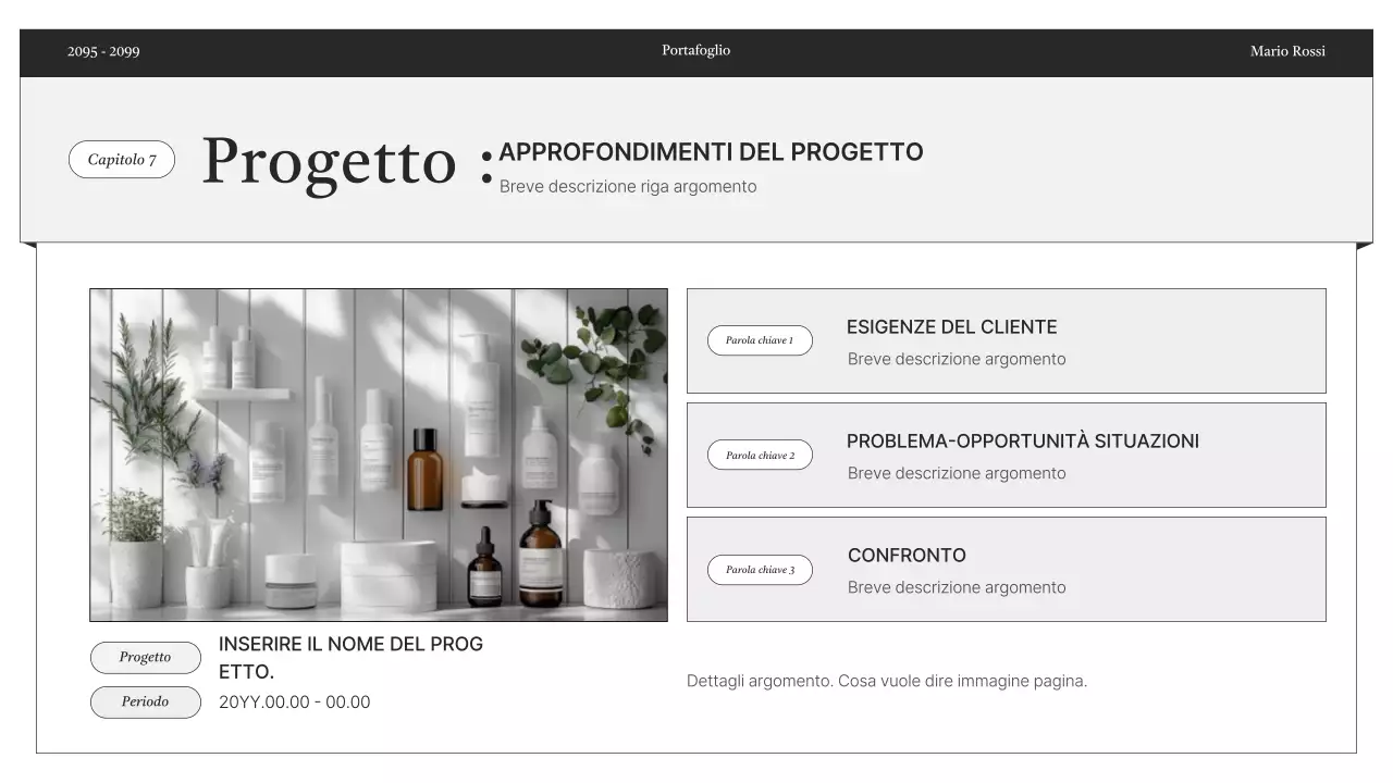 Consegna di informazioni minime del portfolio in bianco e nero