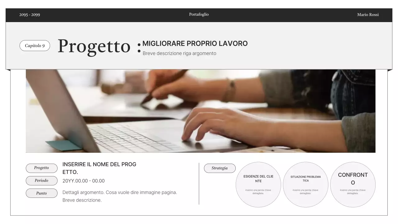 Consegna di informazioni minime del portfolio in bianco e nero