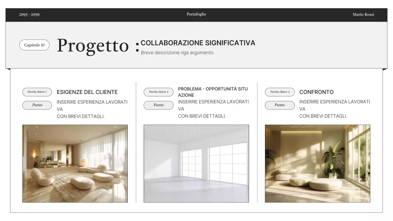 Consegna di informazioni minime del portfolio in bianco e nero