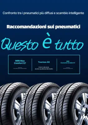 Promozione di raccomandazione di pneumatici blu pulito e azzurro cielo