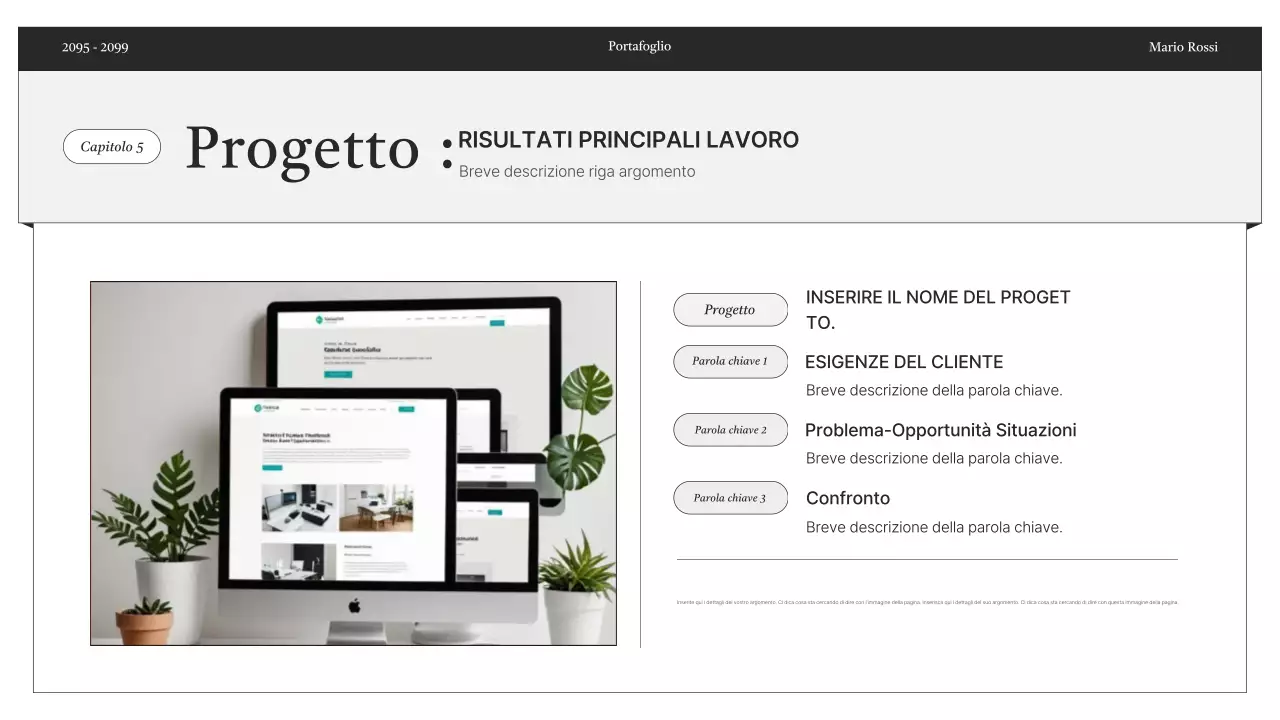 Consegna di informazioni minime del portfolio in bianco e nero