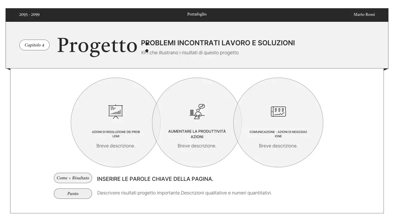 Consegna di informazioni minime del portfolio in bianco e nero