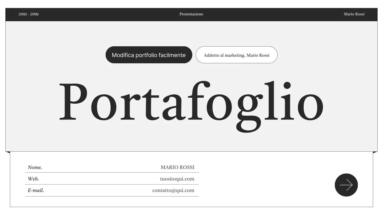 Consegna di informazioni minime del portfolio in bianco e nero