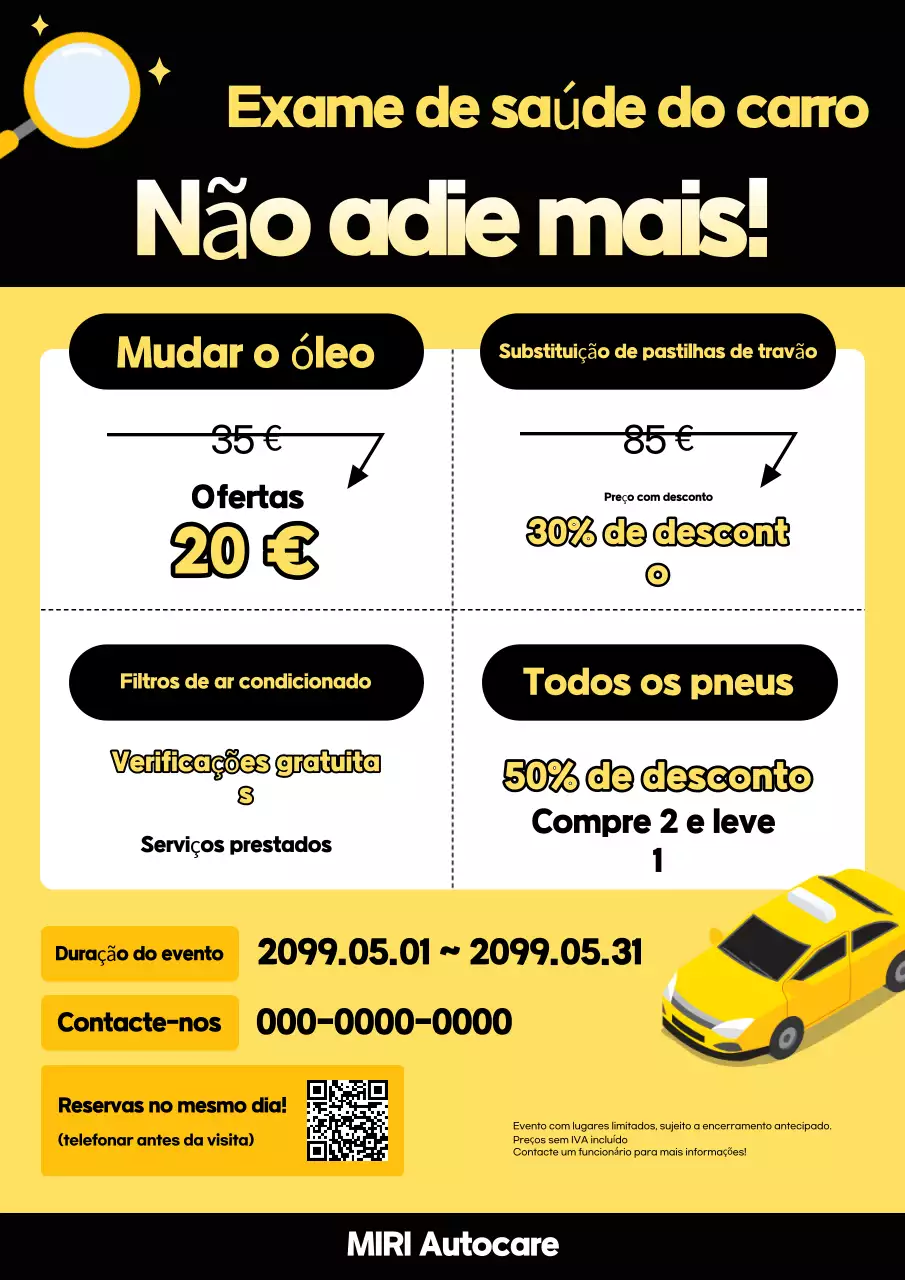 Promoção de Inspeção de Carros Amarelos Modernos