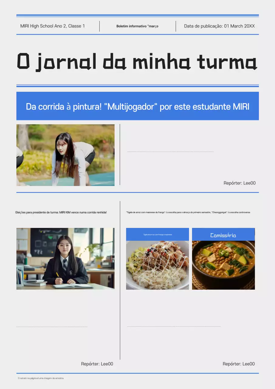 Jornal Escolar Simples Cinza