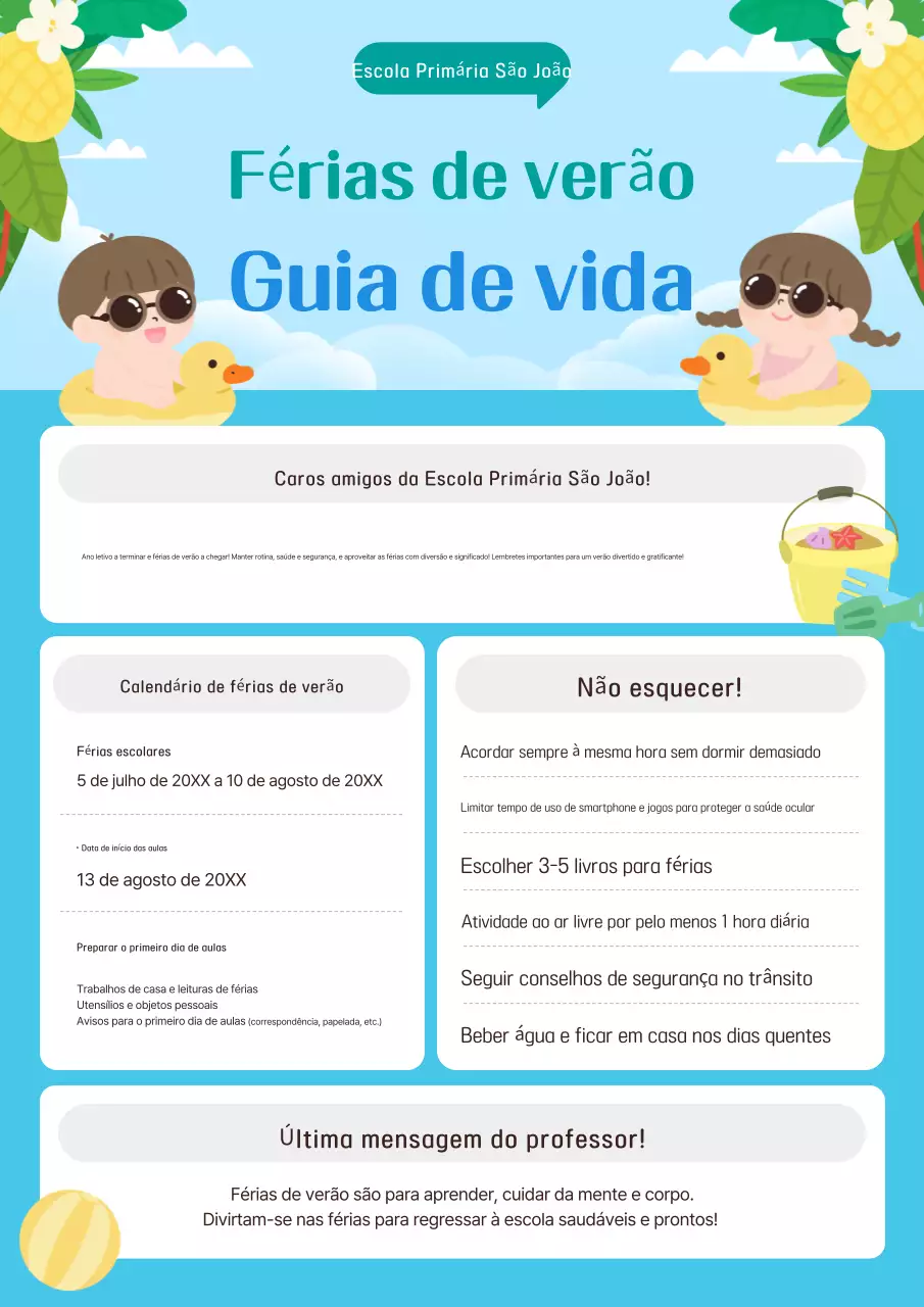 Guia de férias de verão para bebês Sky Blue