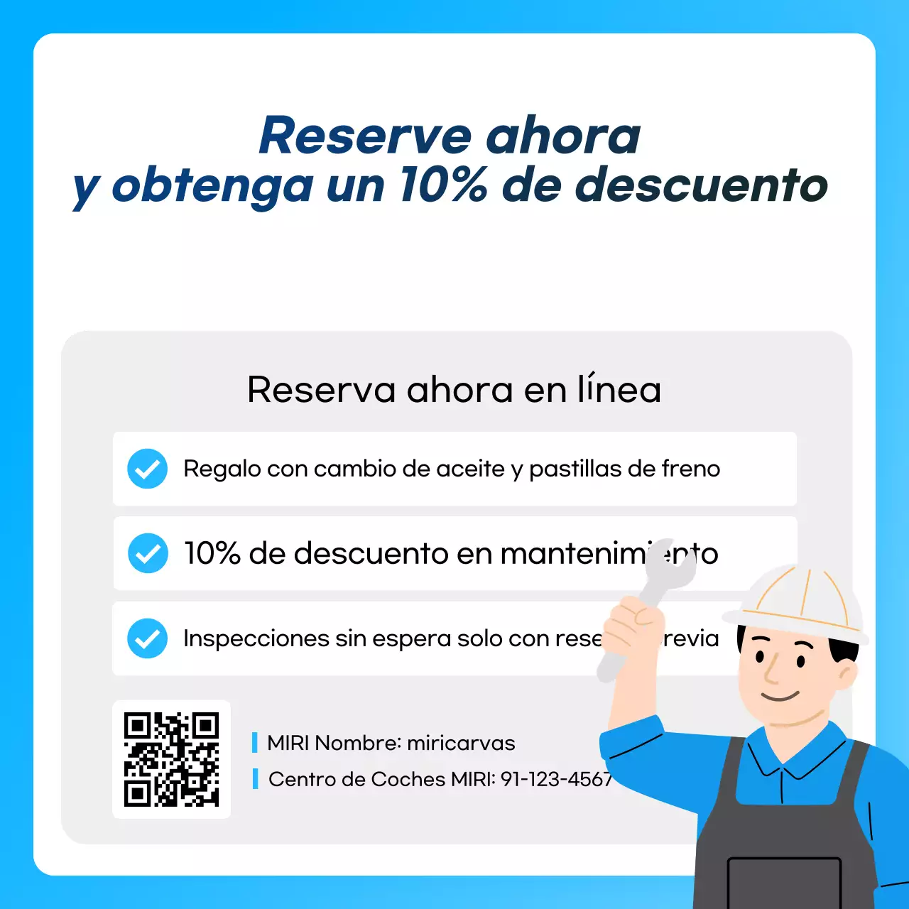 Anuncio de cuidado de autos modernos en azul cielo