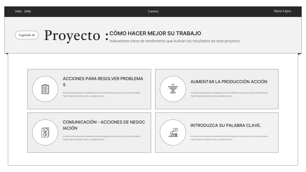 Entrega de información de portafolio minimalista en blanco y negro