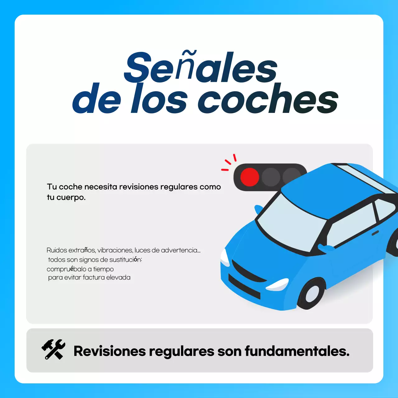 Anuncio de cuidado de autos modernos en azul cielo
