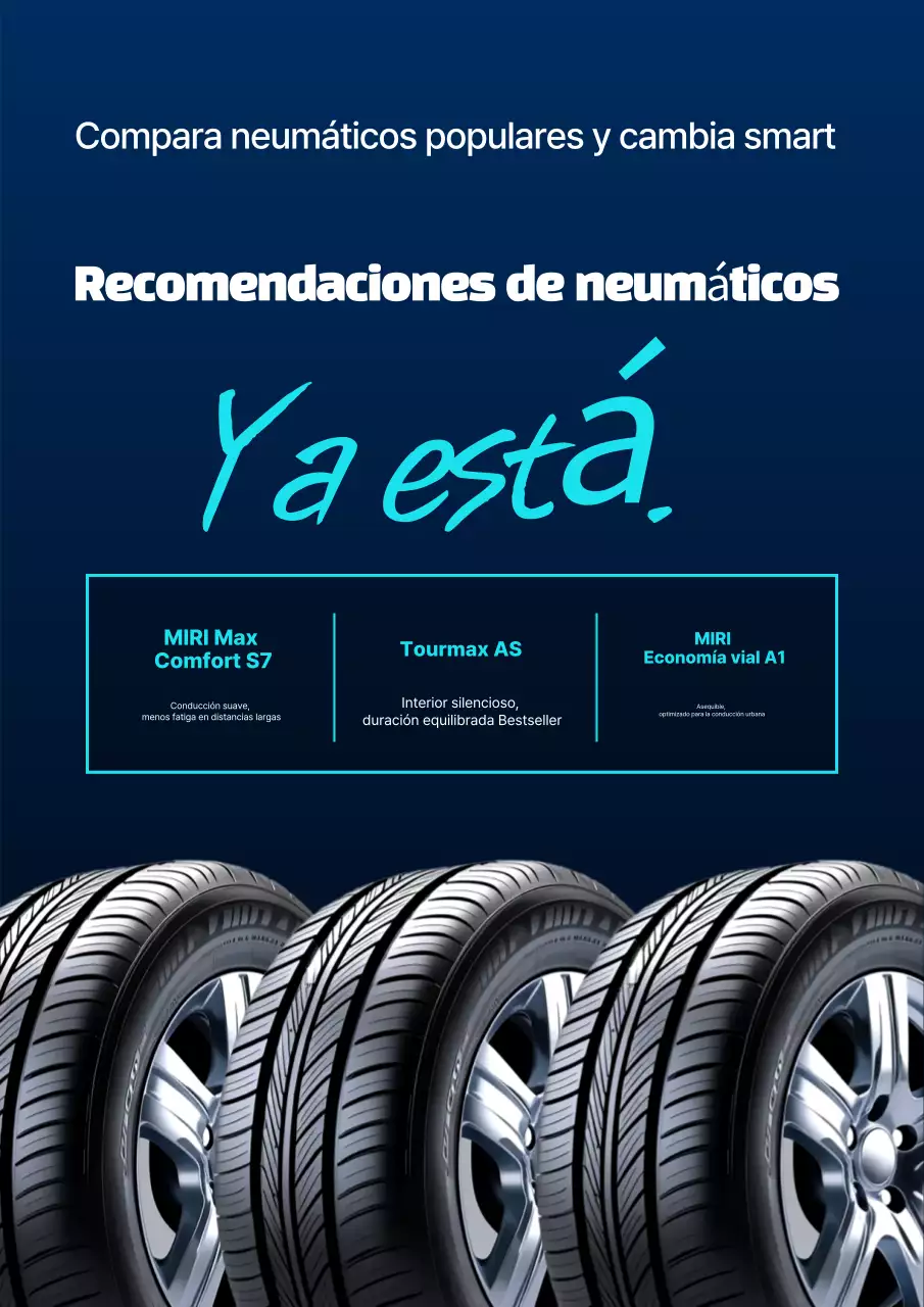 Promoción de recomendación de neumáticos azul limpio y azul cielo
