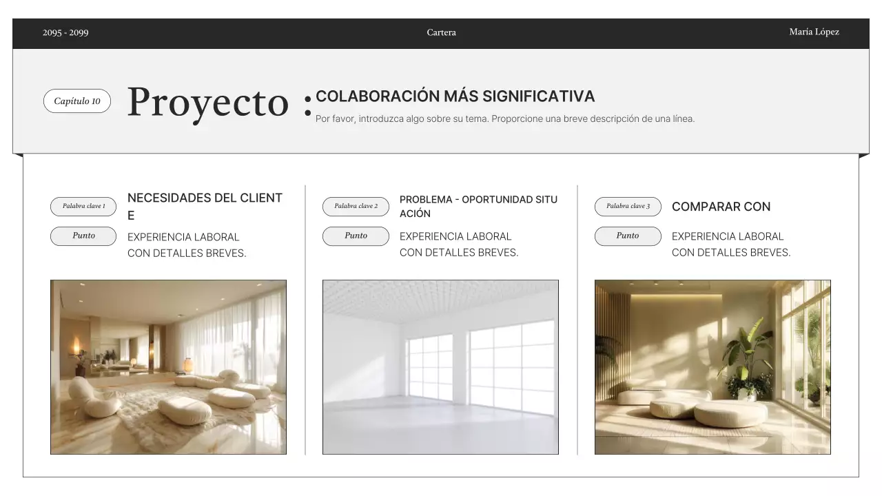 Entrega de información de portafolio minimalista en blanco y negro