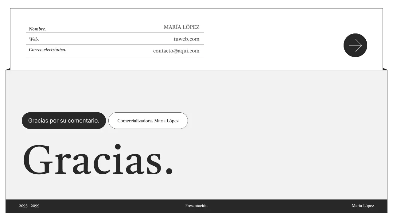 Entrega de información de portafolio minimalista en blanco y negro