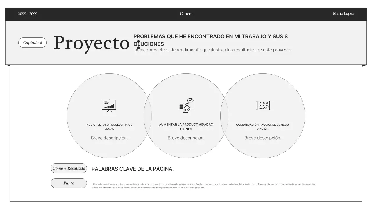 Entrega de información de portafolio minimalista en blanco y negro