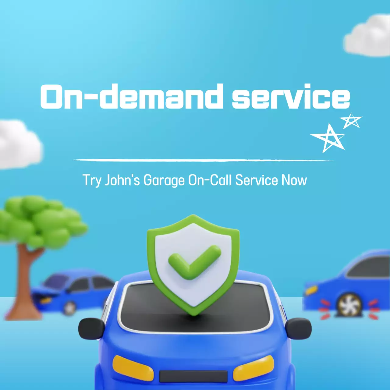 Promoção de serviço de carro simples azul celeste