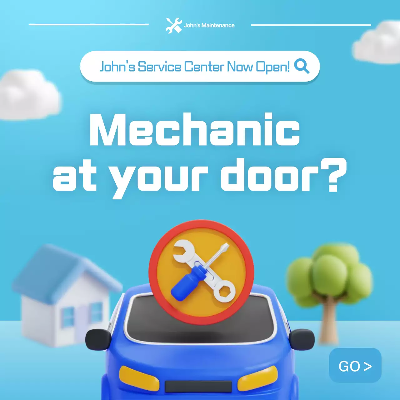 Promoção de serviço de carro simples azul celeste