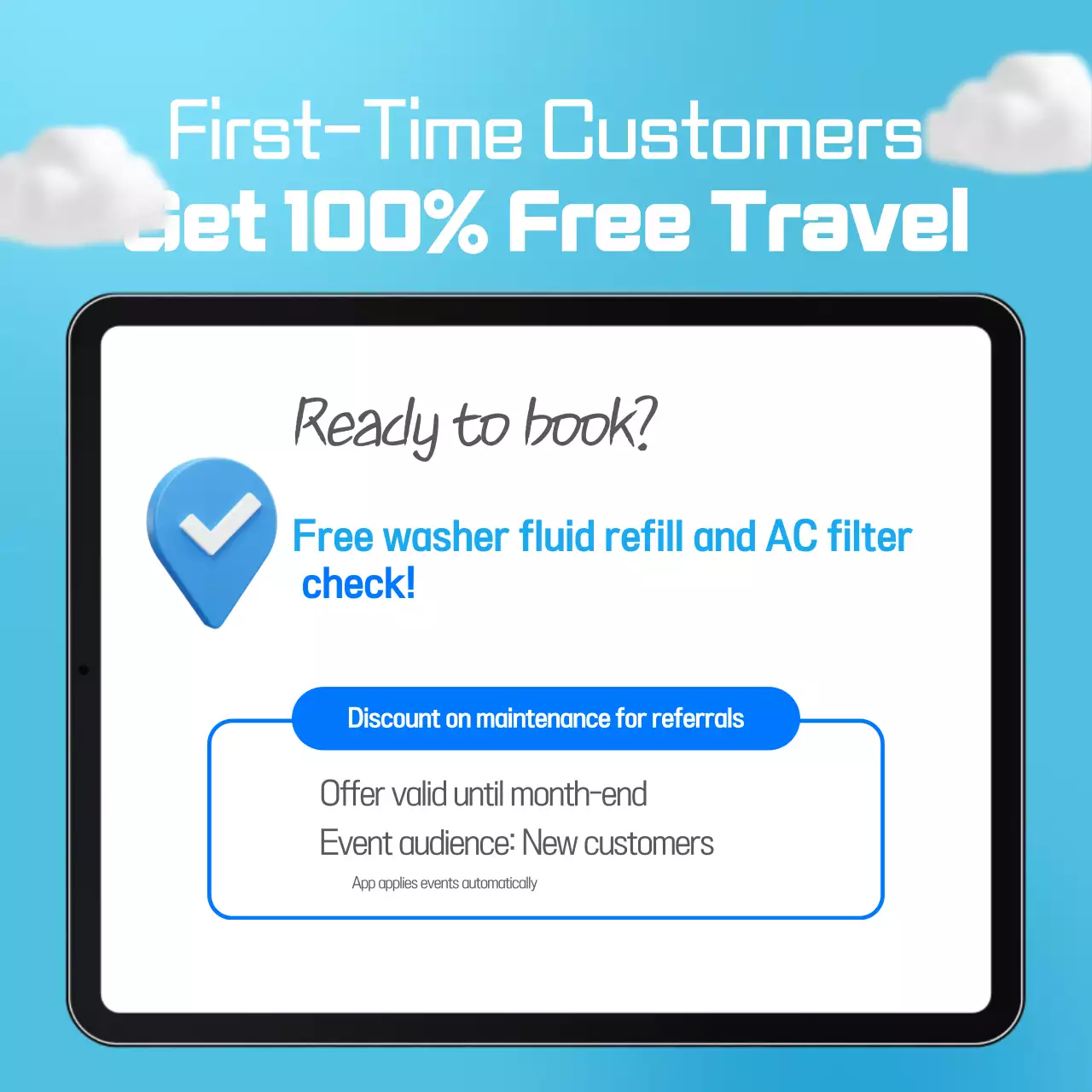 Promoção de serviço de carro simples azul celeste