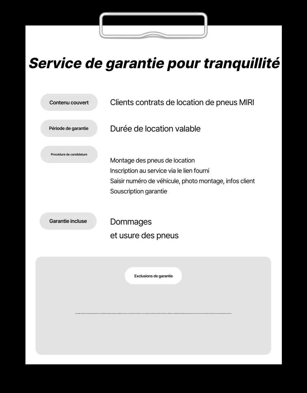 Publicité de location de pneus modernes noirs