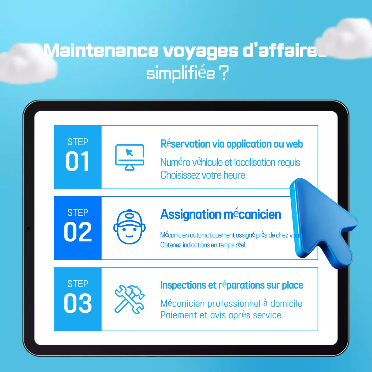 Promotion du service de voiture simple Sky Blue