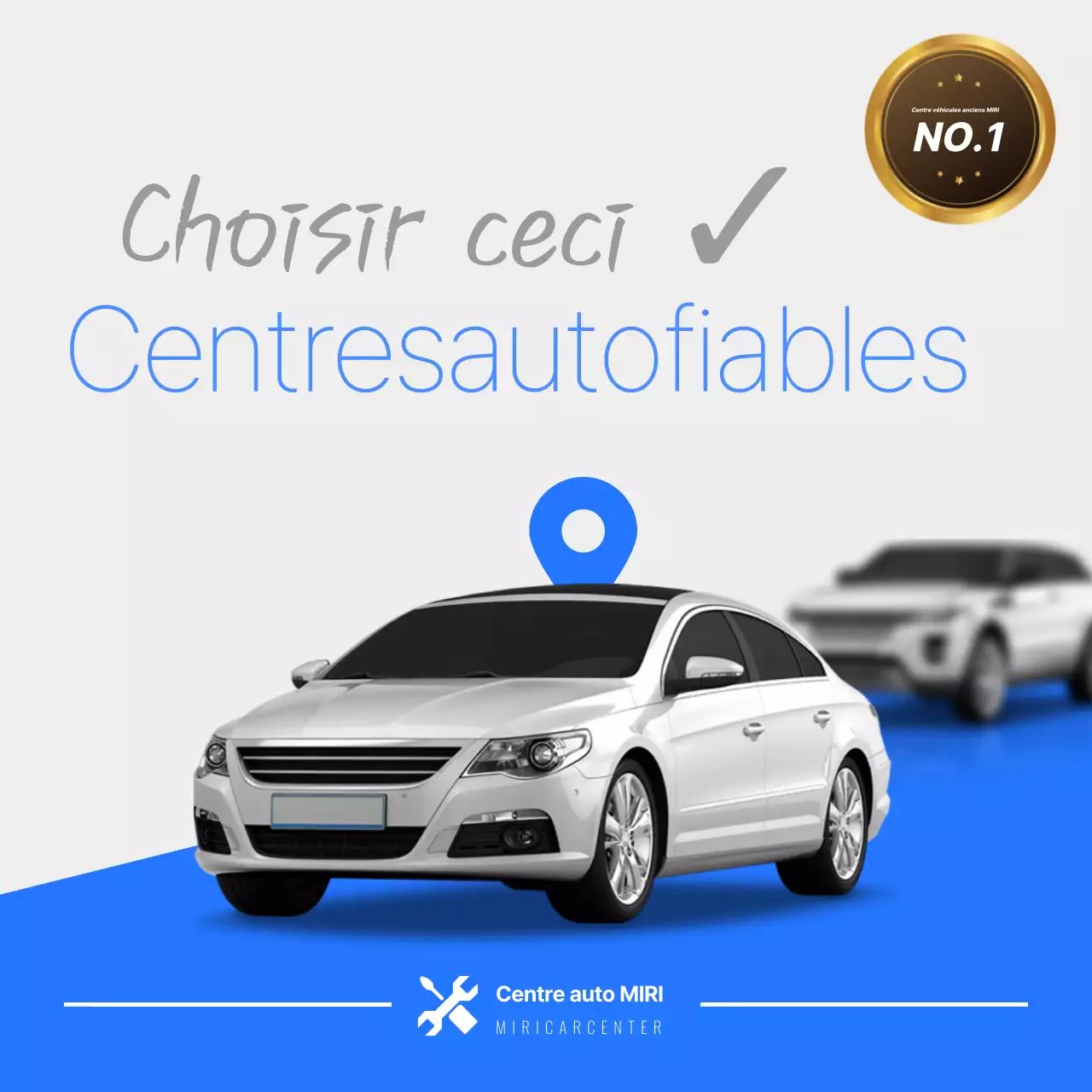 Publicité pour une voiture bleue moderne