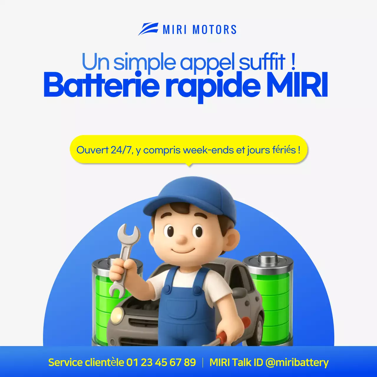 Publicité pour une voiture bleue simple