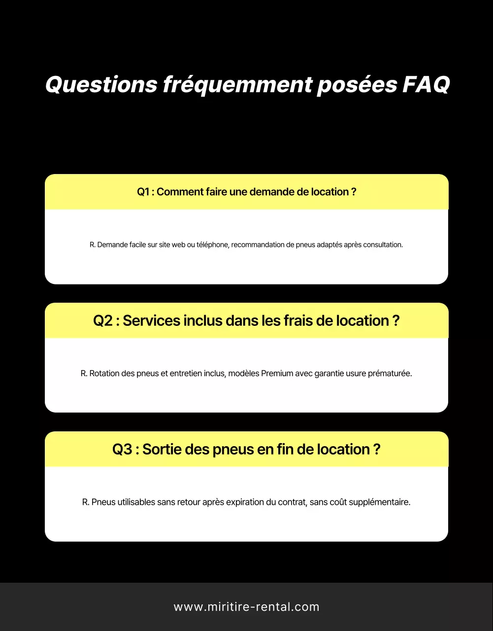 Publicité de location de pneus modernes noirs