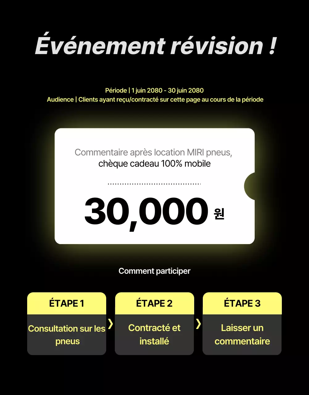 Publicité de location de pneus modernes noirs