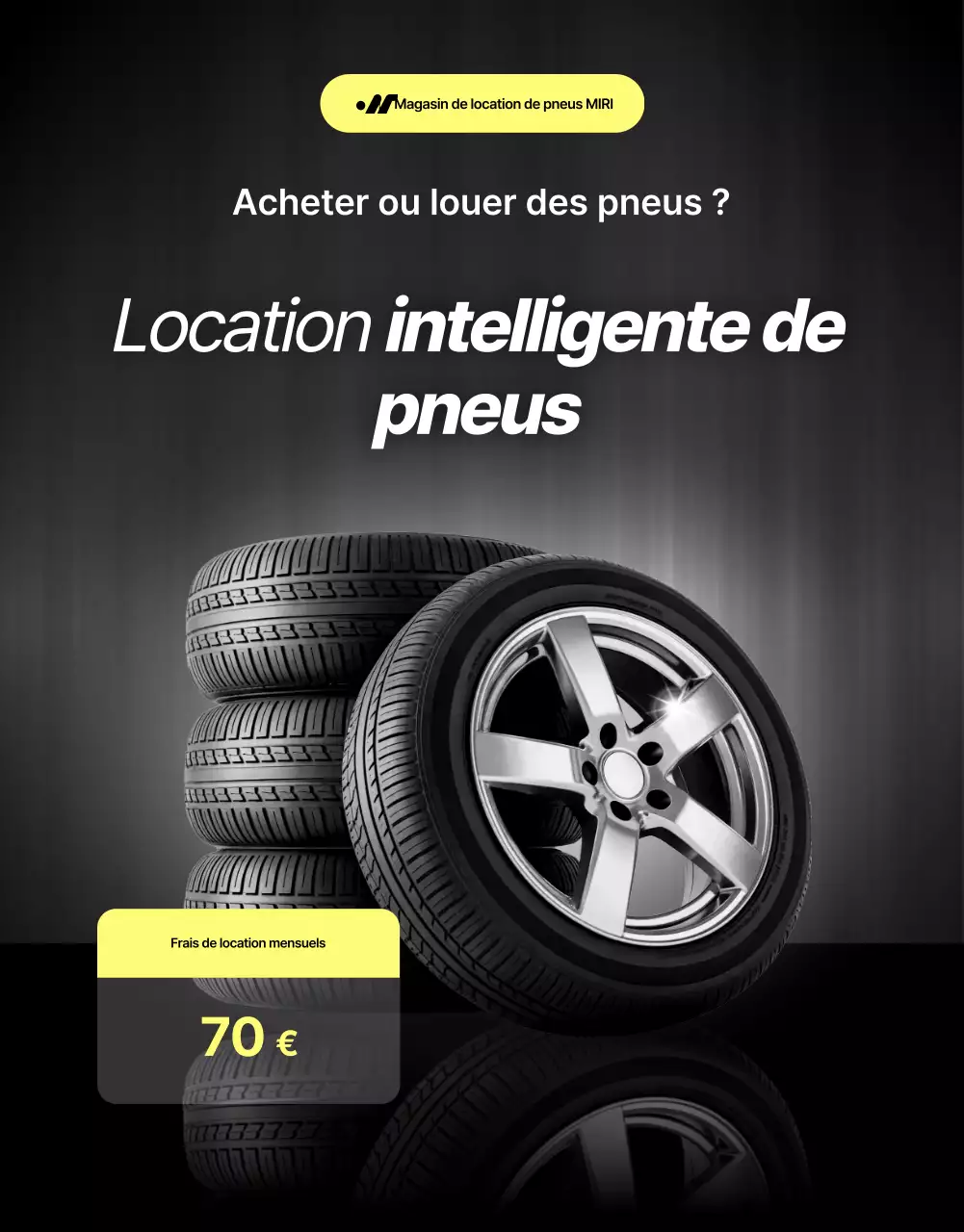 Publicité de location de pneus modernes noirs
