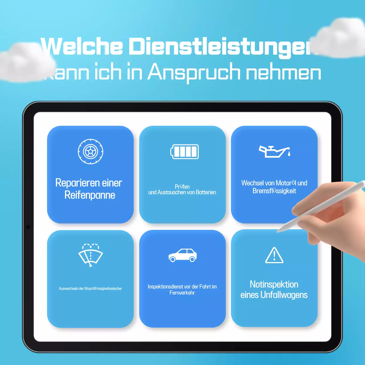 Sky Blue Simple Autoservice-Aktion