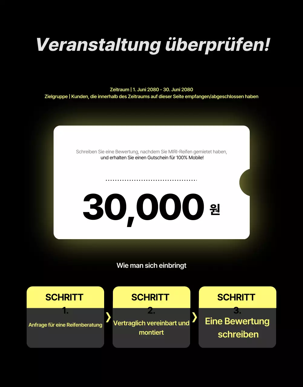 Schwarze moderne Reifenvermietungsanzeige