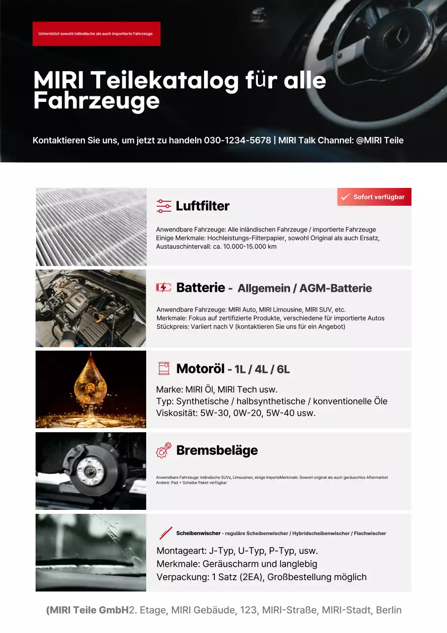 Schwarzer moderner Autokatalog