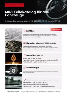 Schwarzer moderner Autokatalog