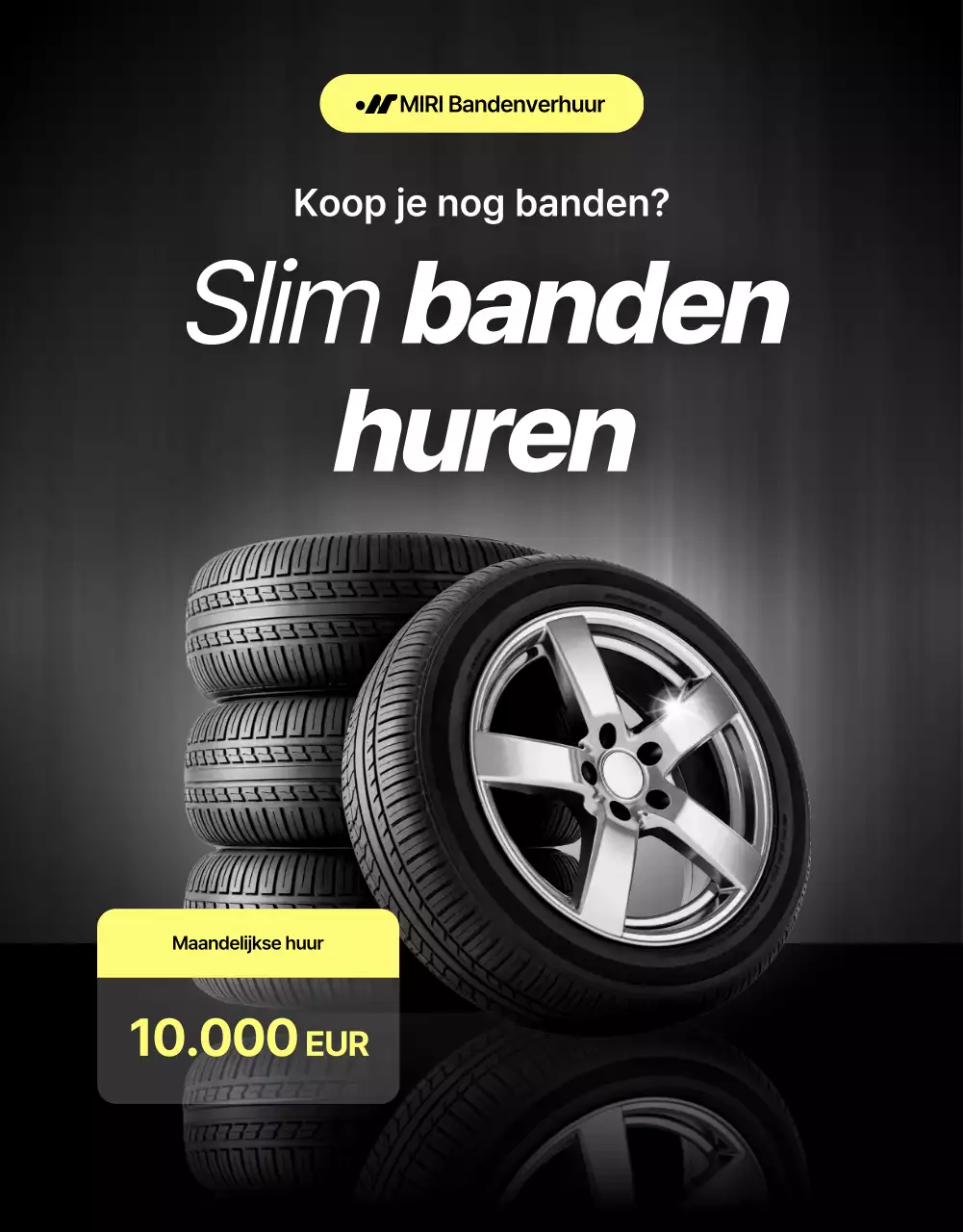 Advertentie voor verhuur van zwarte moderne banden