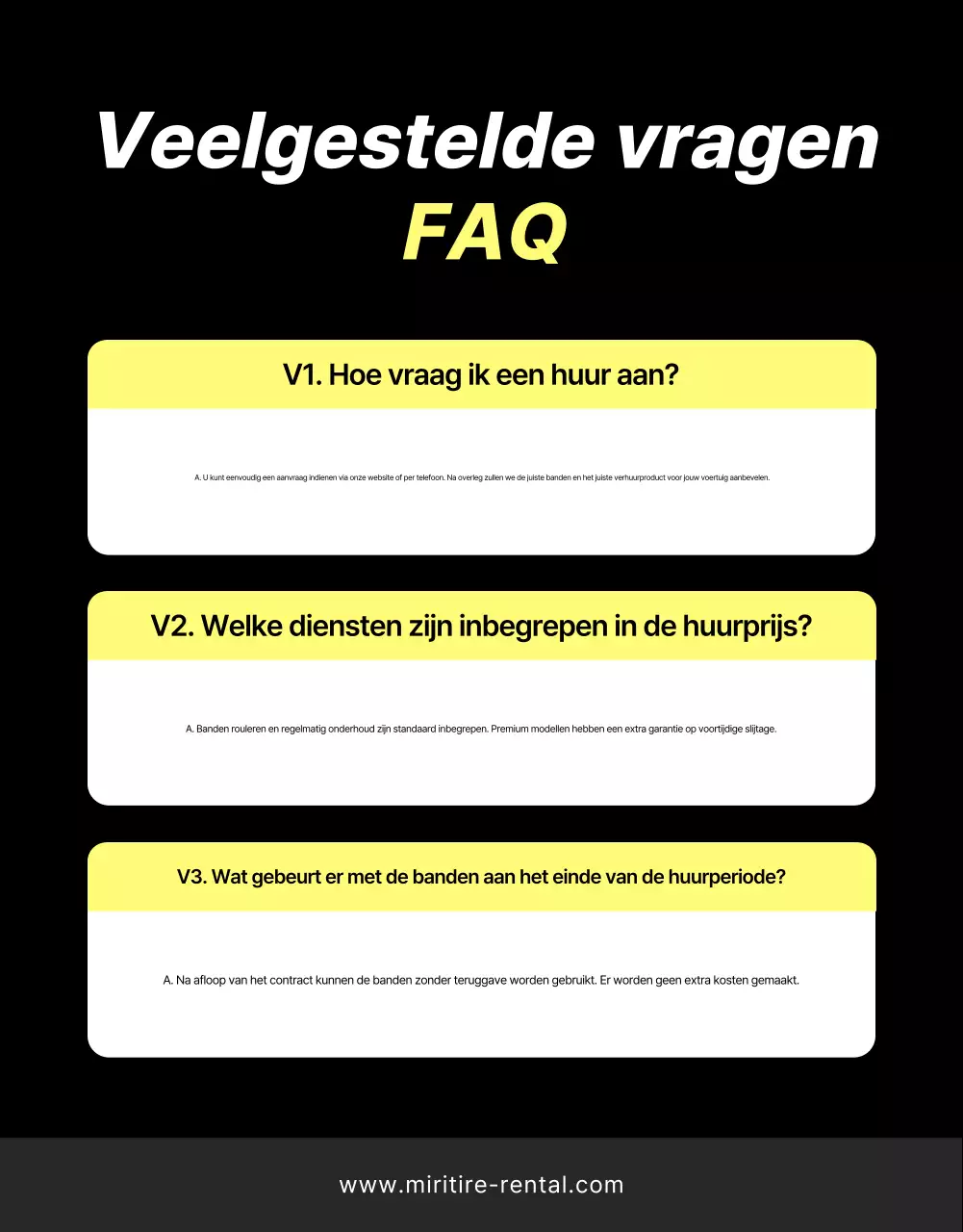 Advertentie voor verhuur van zwarte moderne banden