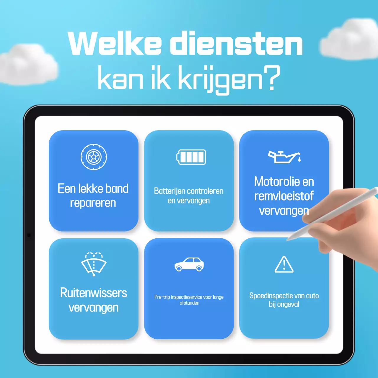 Sky Blue Simple Car Service Promotie