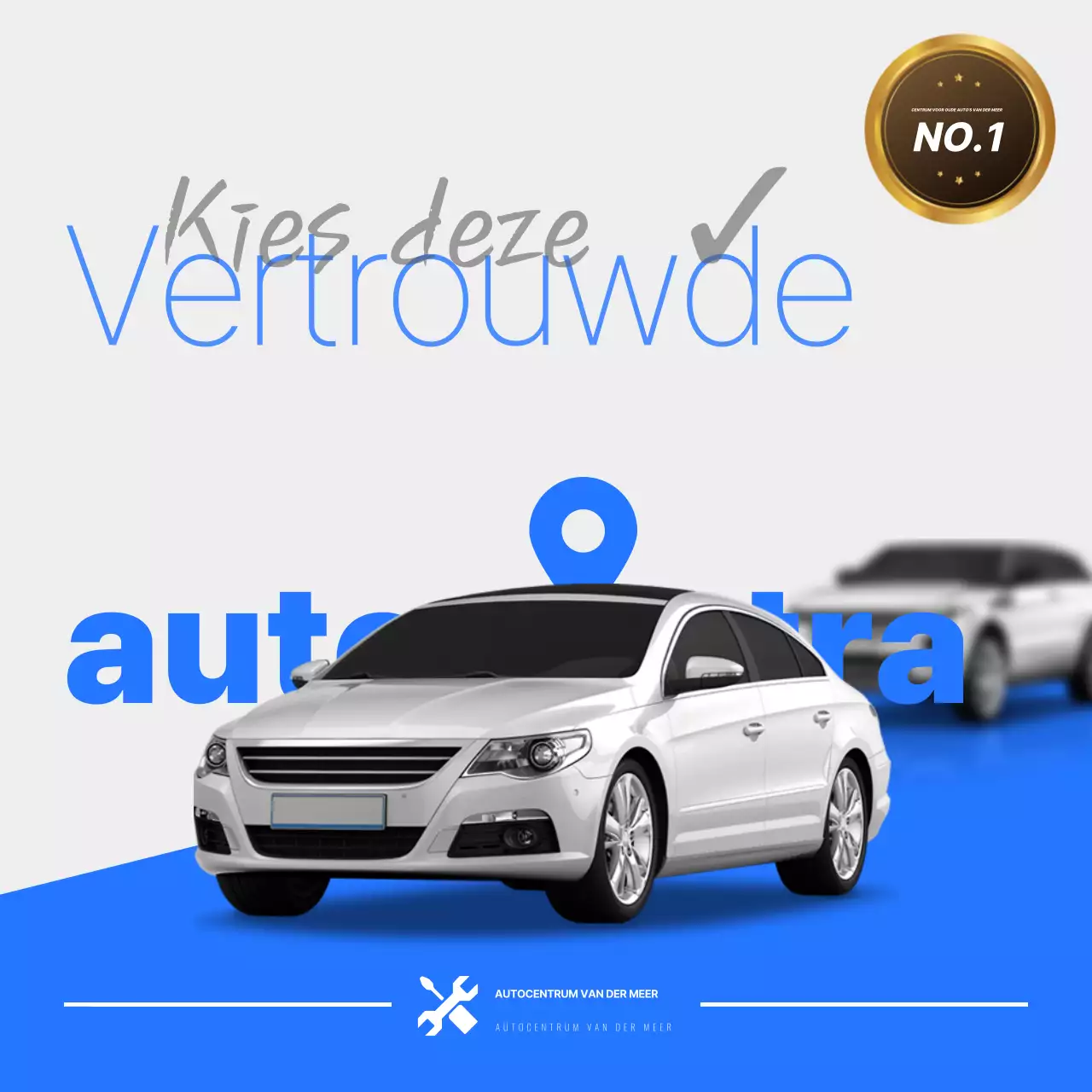 Blauwe moderne auto-advertentie