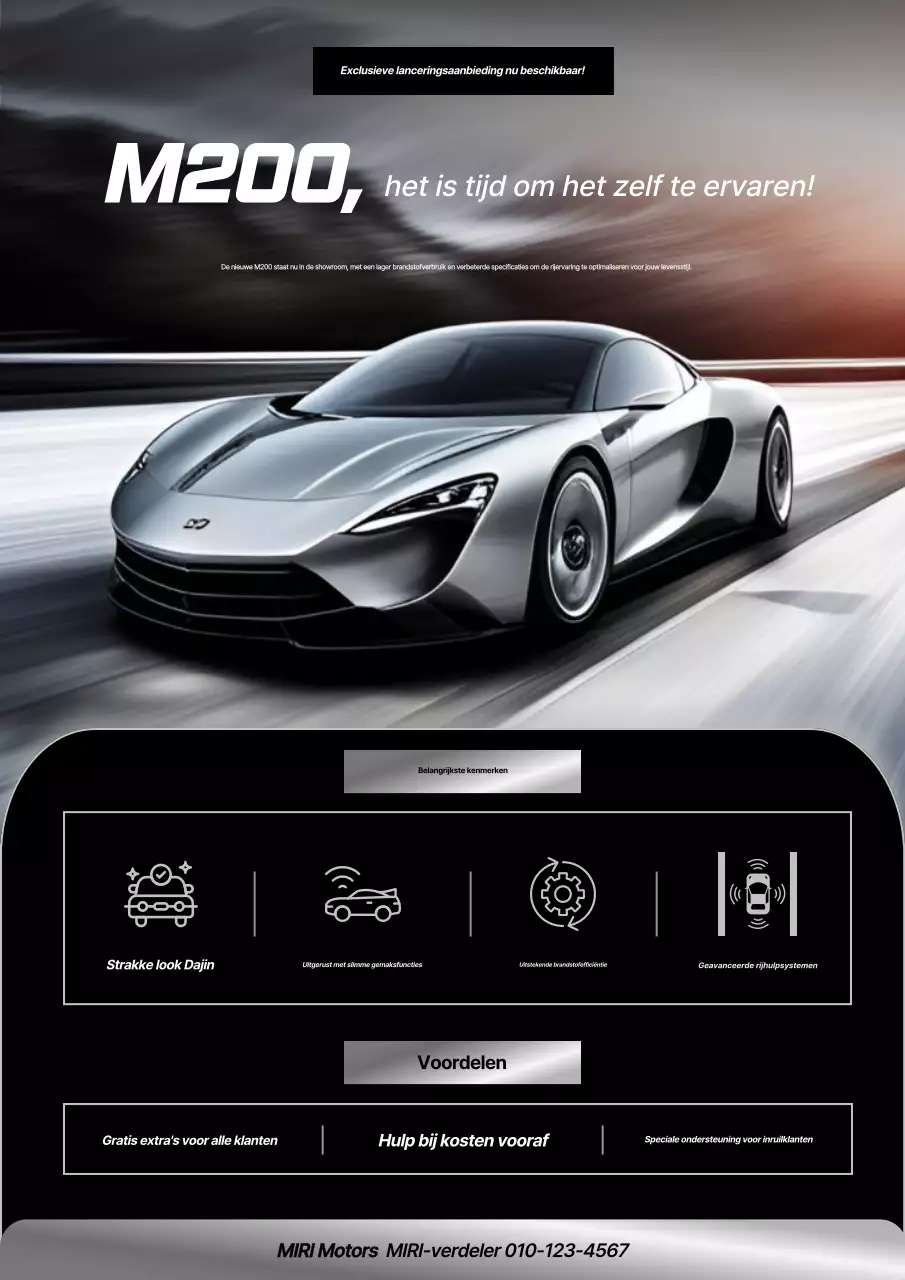 grijze moderne auto-advertentie