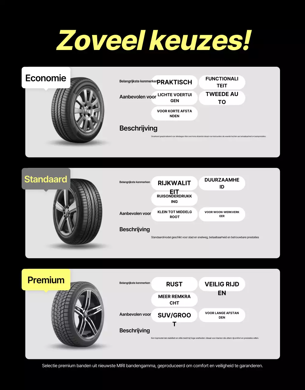 Advertentie voor verhuur van zwarte moderne banden