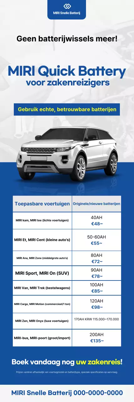 Blauwe moderne auto-advertentie