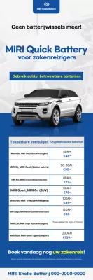 Blauwe moderne auto-advertentie