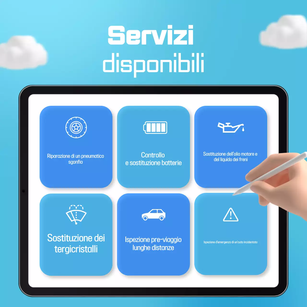 Promozione del servizio auto semplice Sky Blue