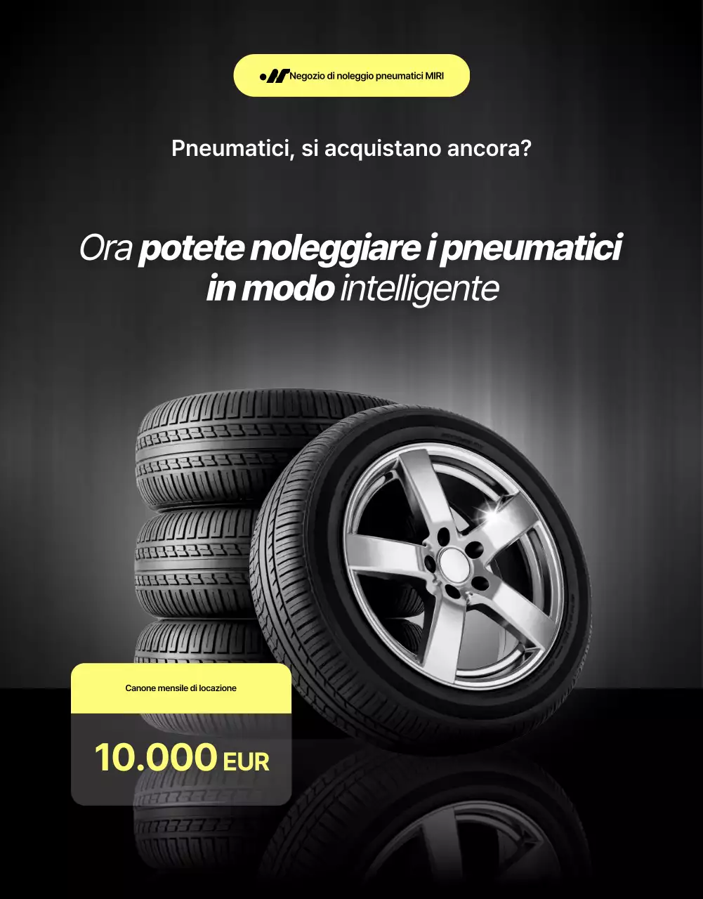 Annuncio di noleggio di pneumatici moderni neri