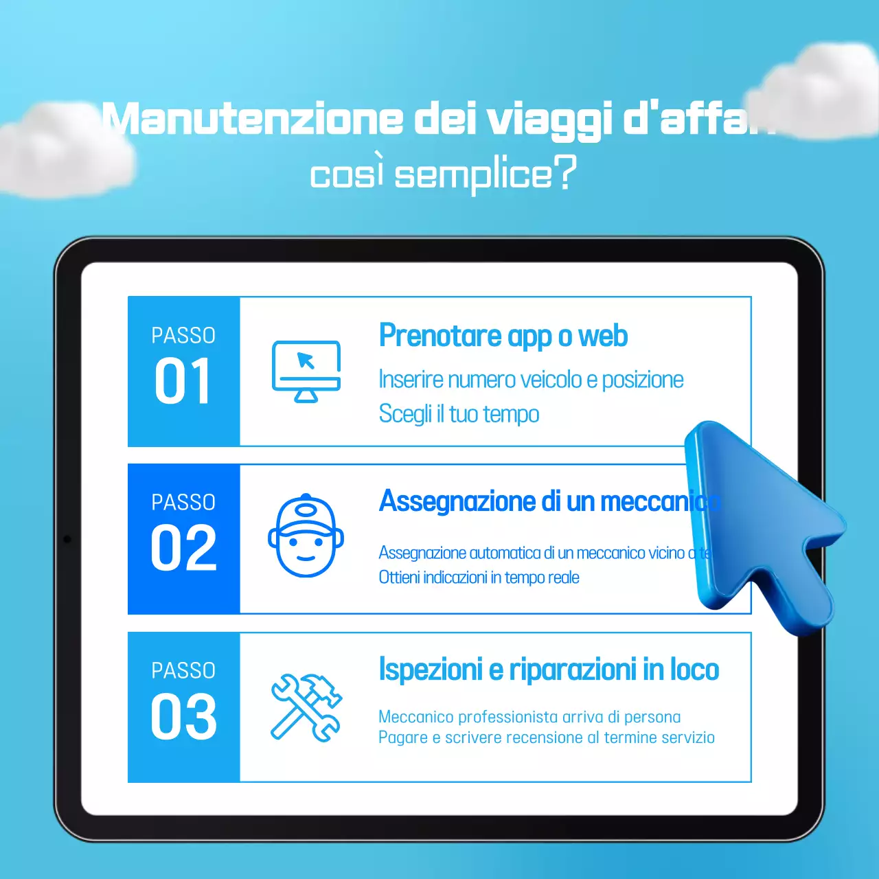 Promozione del servizio auto semplice Sky Blue