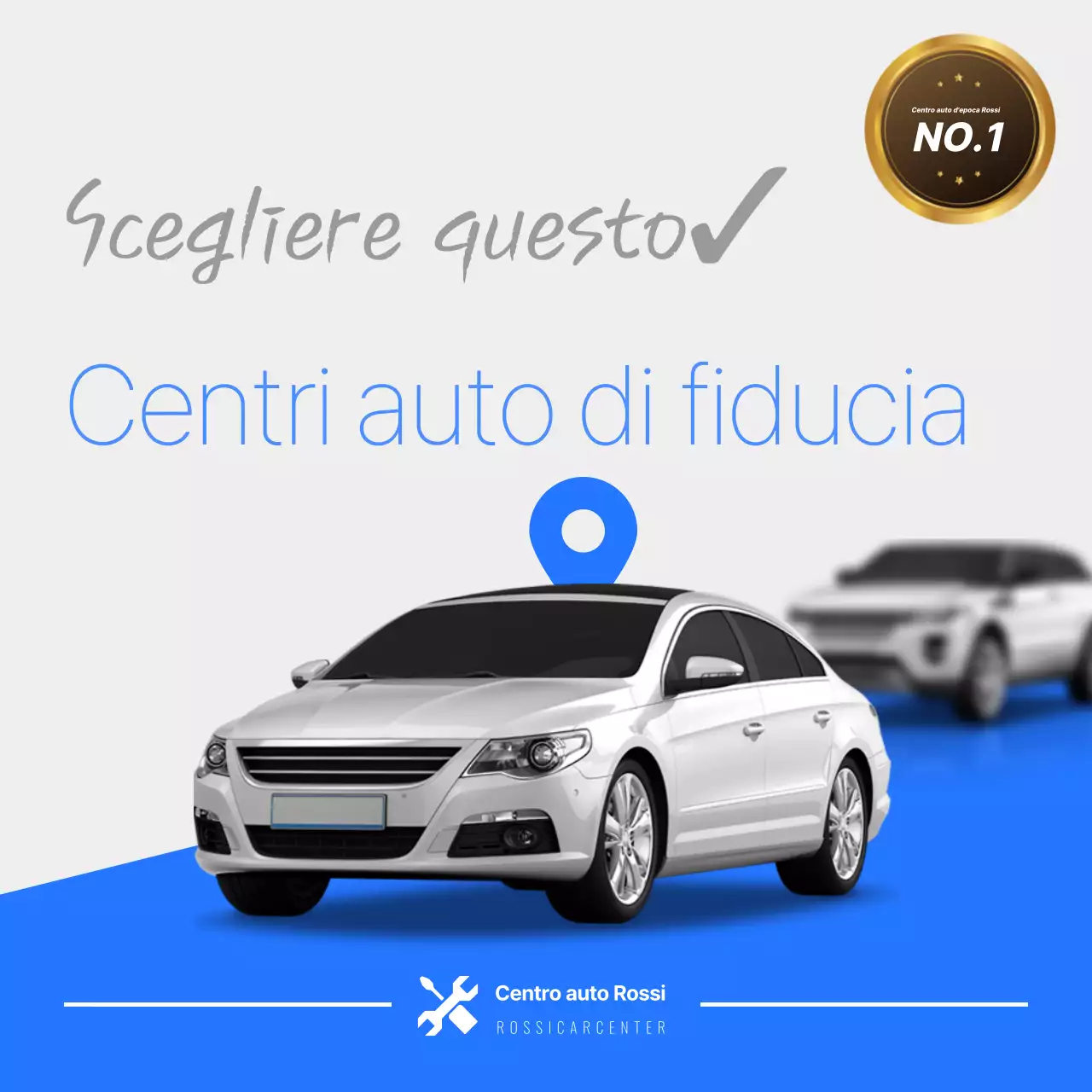 Pubblicità di auto moderna blu
