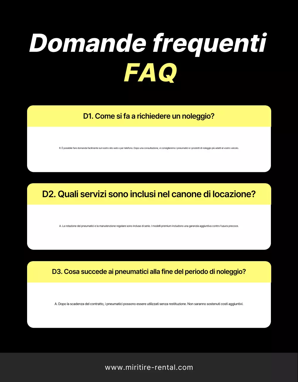 Annuncio di noleggio di pneumatici moderni neri