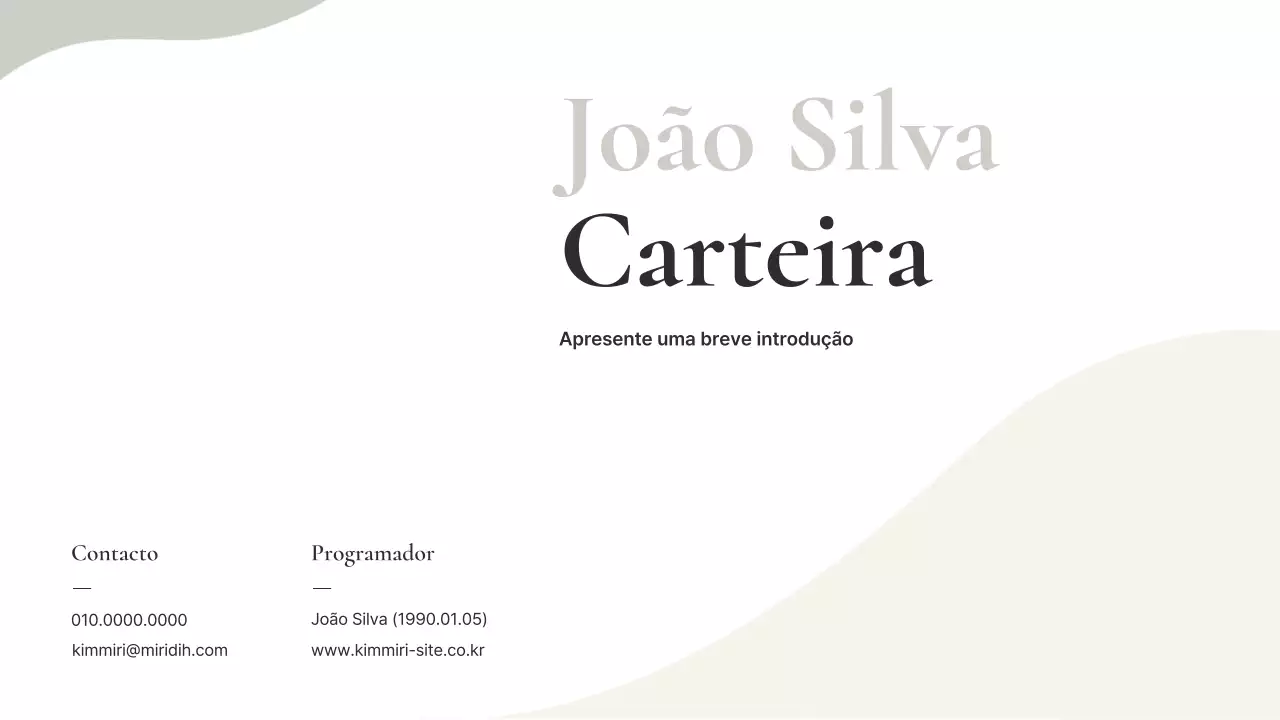 Informações sobre o portfólio minimalista bege