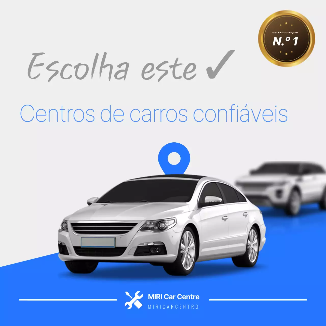Anúncio de carro moderno azul