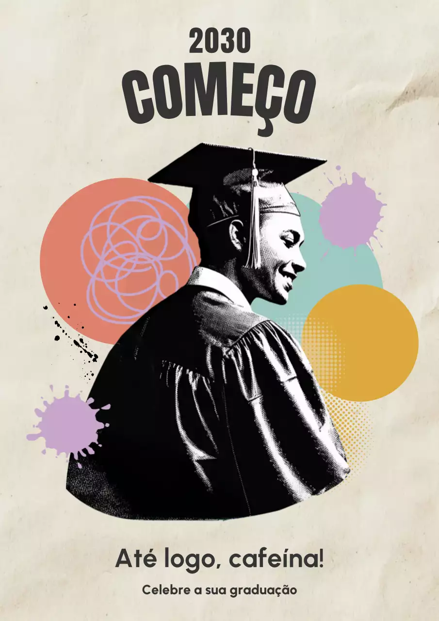 Anúncio de formatura retrô bege